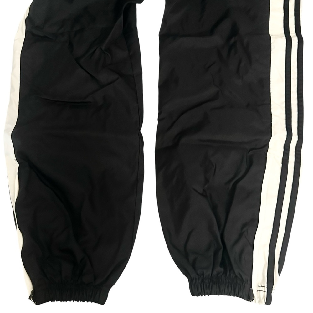 Adidas Track Pants M (10-12) Black Zipper Cinched Cuffs Drawstring - Picture 3 of 8